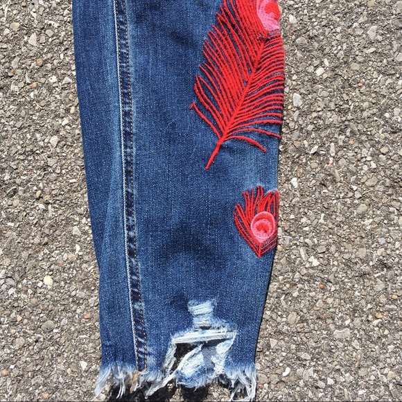 Only Brand Skinny Jeans with Feather Embroidery - Picture 3 of 16